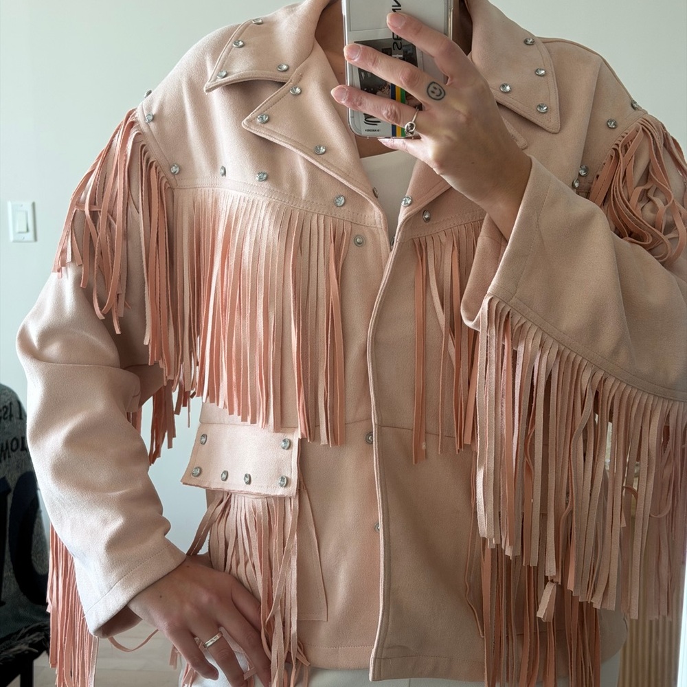 Forever 21 Light Pink Fringe Leather Jacket